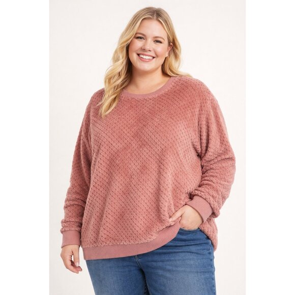 Blair Sweaters - Blair Pink Popcorn Knit Cozy Pullover Sweater Soft Fuzzy Size XL